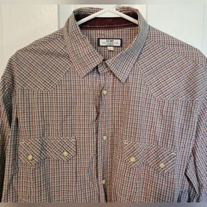 Old Navy Men's Long Sleeve Checkered Snap Down Shirt Sz L